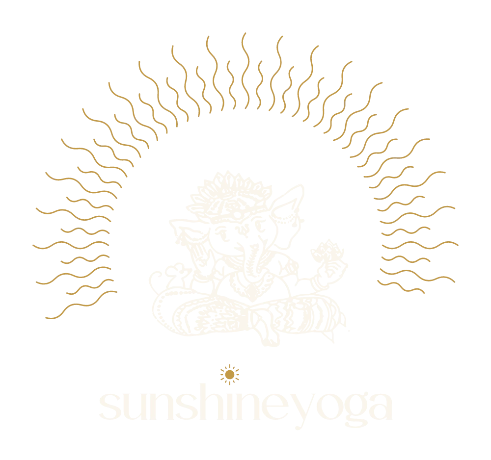 Sunshineyoga Logo: Ganesha vor der aufgehenden Sonne